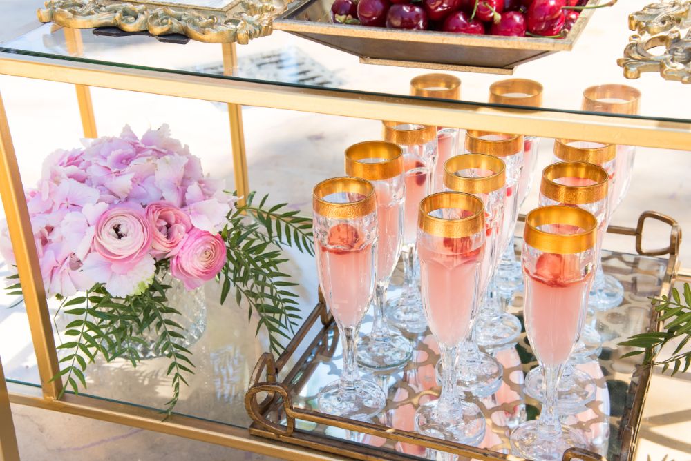Pink refreshment drinks for the wedding