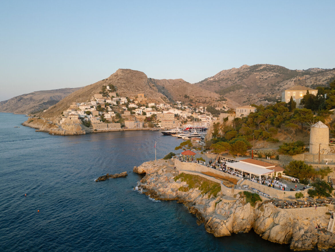 destination wedding in Hydra ceremony,Hydra wedding reception decor,sunset view destination wedding in Hydra