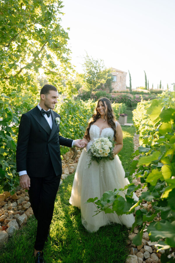 Bride and groom at their destination wedding in Pyrgos Petreza