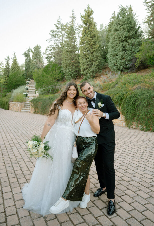 Bride and groom at their destination wedding in Pyrgos Petreza