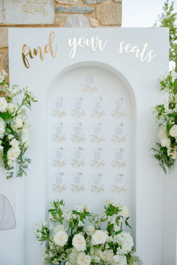 Wedding cake decorated with fresh flowers and greenery