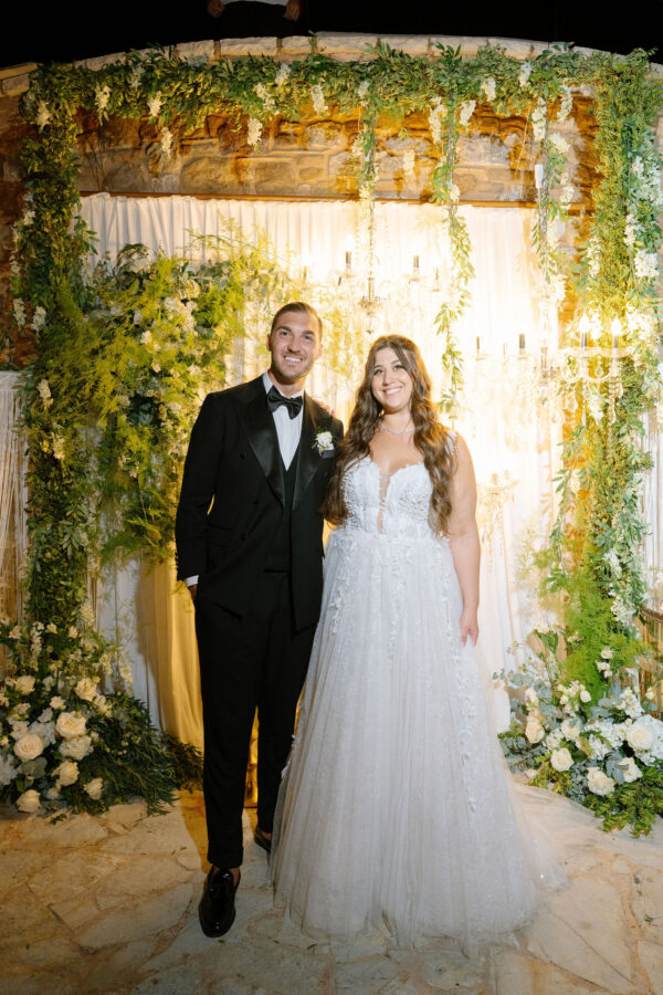 Bride and groom at their destination wedding in Pyrgos Petreza